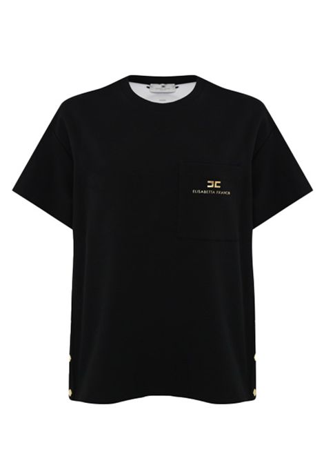 T-shirt ELISABETTA FRANCHI donna MA02756 Nera cotone maniche corte over girocollo stampa lettering ELISABETTA FRANCHI | T-shirt | MA02756110